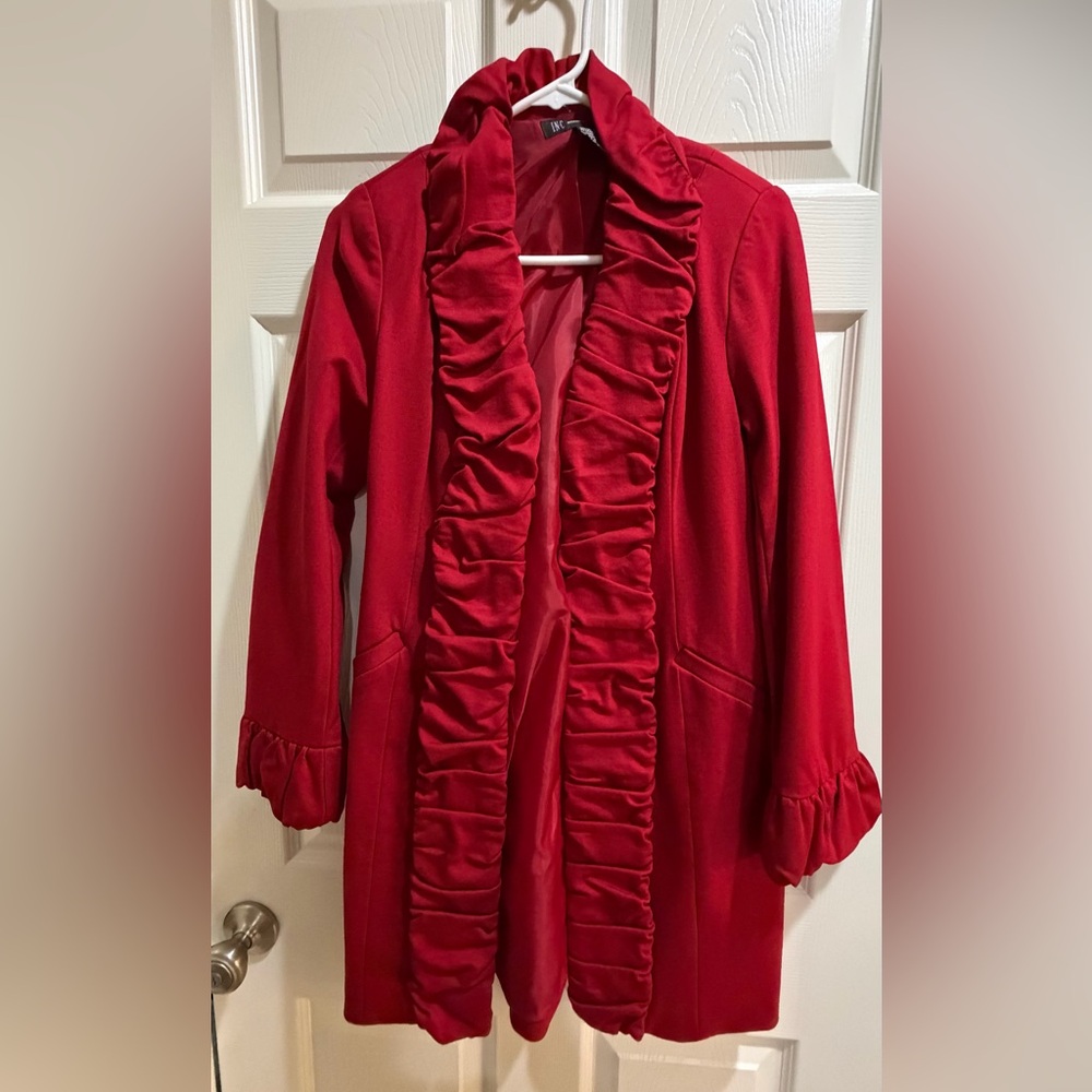INC International Concepts Red Ruffled Cape